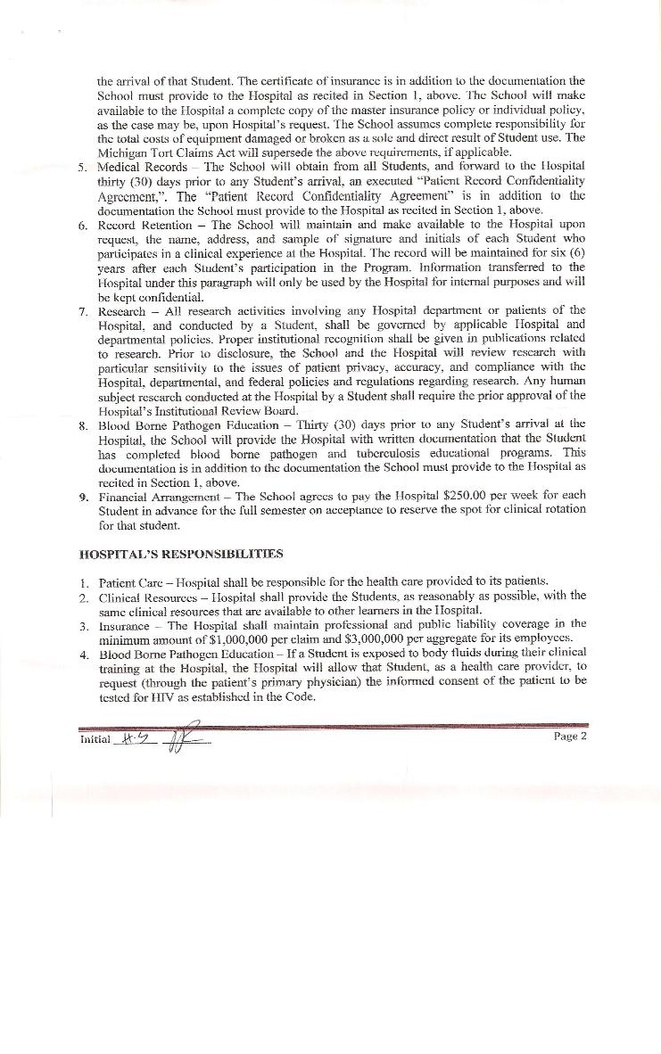 Clinical Training Agreement between IUSOM & Ark Medical Centre-Page 2