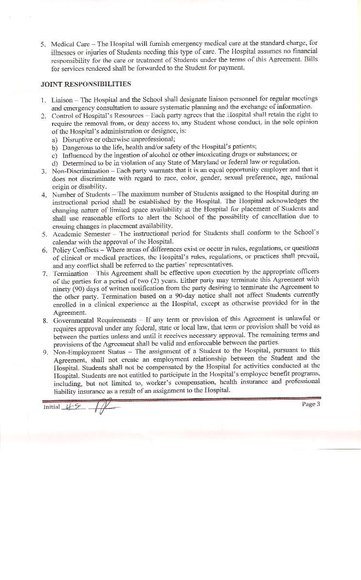 Clinical Training Agreement between IUSOM & Ark Medical Center-Page 3