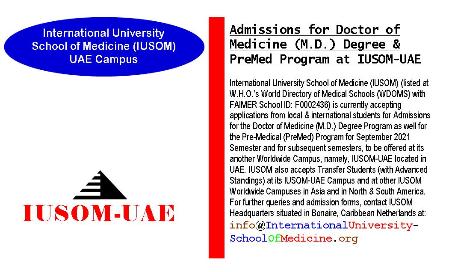 Admissions for Doctor of Medicine (M.D.) Degree & Pre-Medical (PreMed) Program at IUSOM Worldwide Campuses