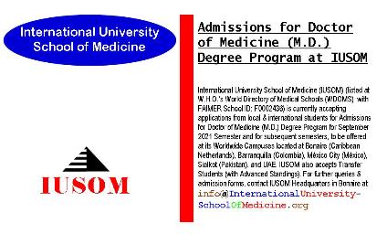 Admissions for Doctor of Medicine (M.D.) Degree Program at IUSOM Worldwide Campuses
