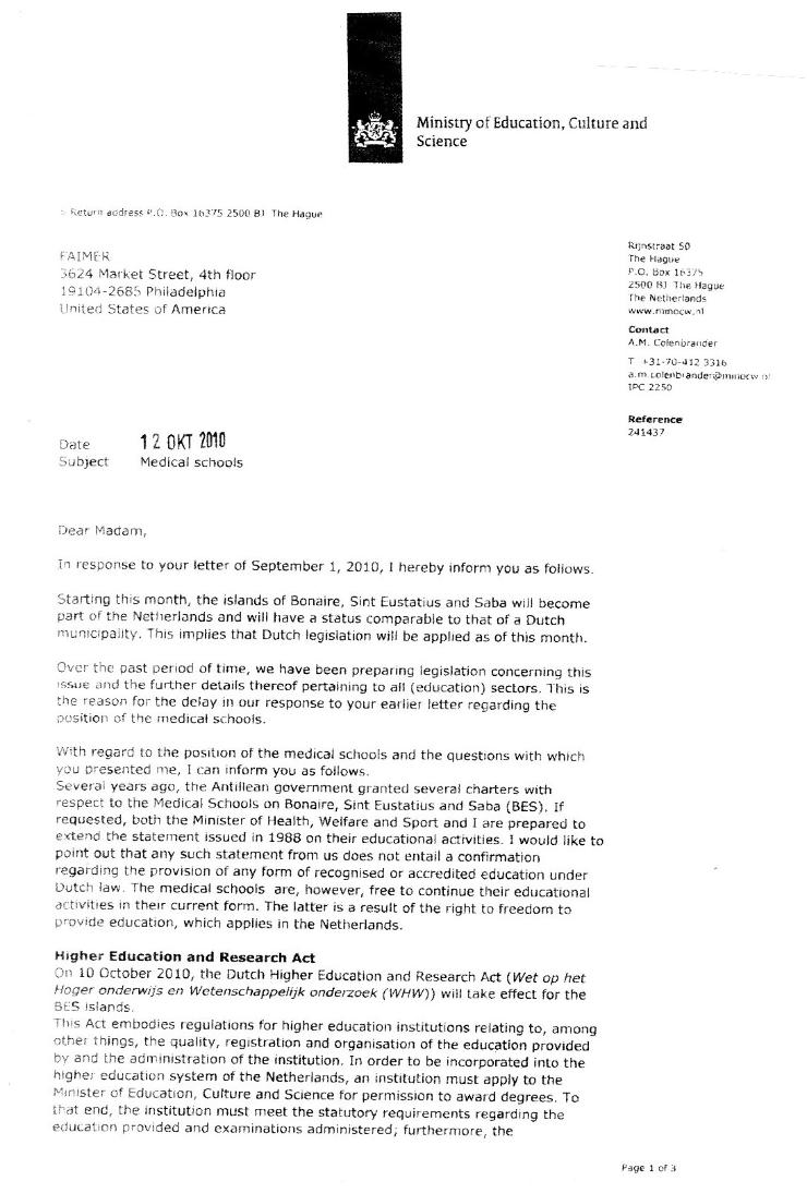 LETTER FROM MIN-OCW WRITTEN TO ECFMG-FAIMER.PAGE1