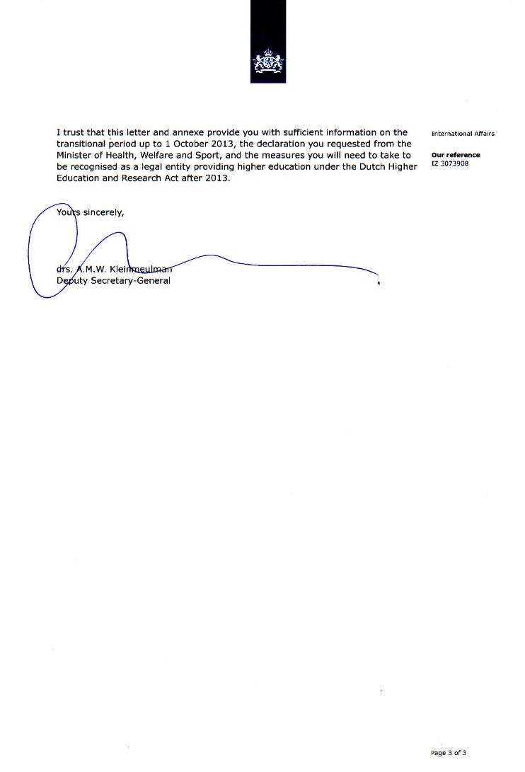 NOTIFICATION FROM THE NETHERLANDS MINISTRY OF HEALTH (MIN-VWS) FOR IUSOM RECOGNITION.PAGE 3
